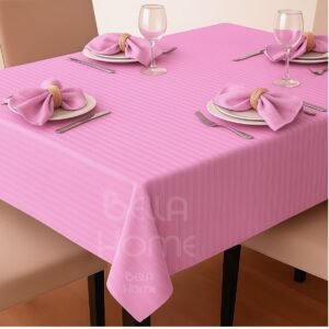 Mantel Stripes En Tela Para Comedor + 4 Servilletas Rosado